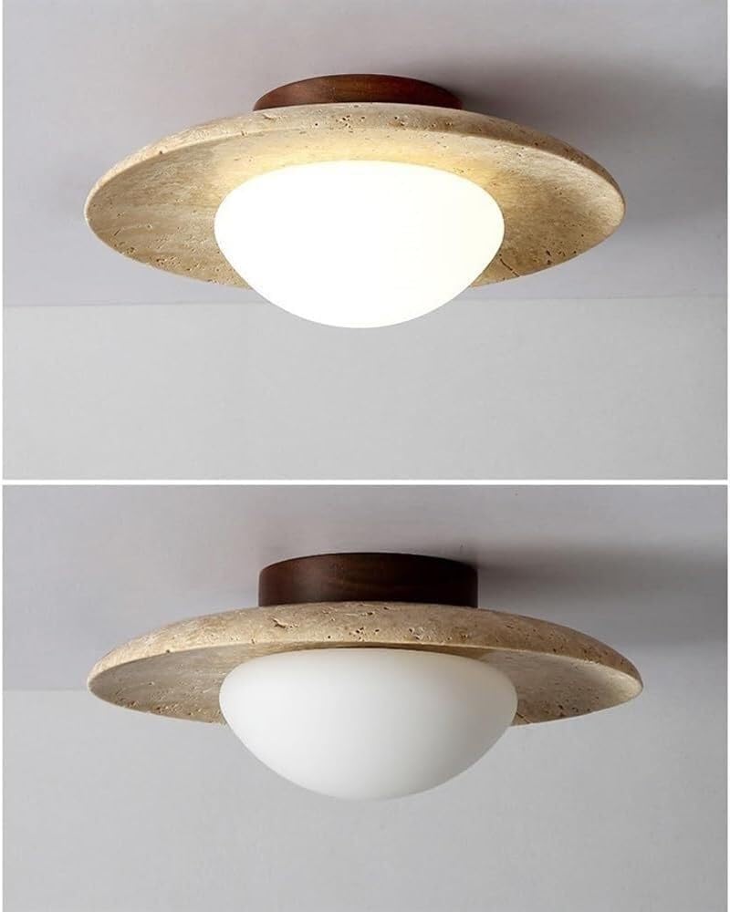 Naturalna marmurowa brązowa kamienna półwpuszczana lampa sufitowa, vintage półwieczna biała kula mleczna lampa w stylu vintage, nowoczesne oświetlenie farmy i korytarza