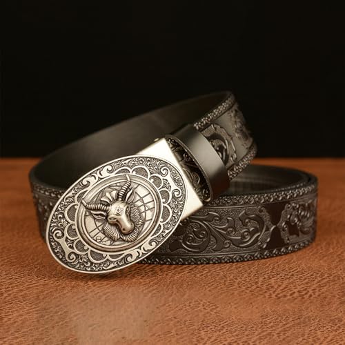 Ratchet Cowboy Belt, Western Belts for Men with Automatic Buckle, Embossed Leather Belt for Jeans2