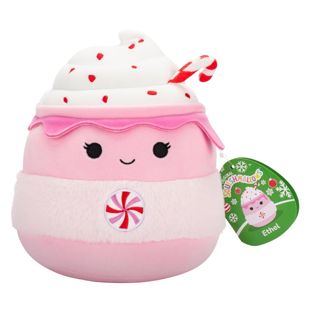 Squishmallows Original 7.5" Ethel The Pink Candy Cane Hot Chocolate - Etel