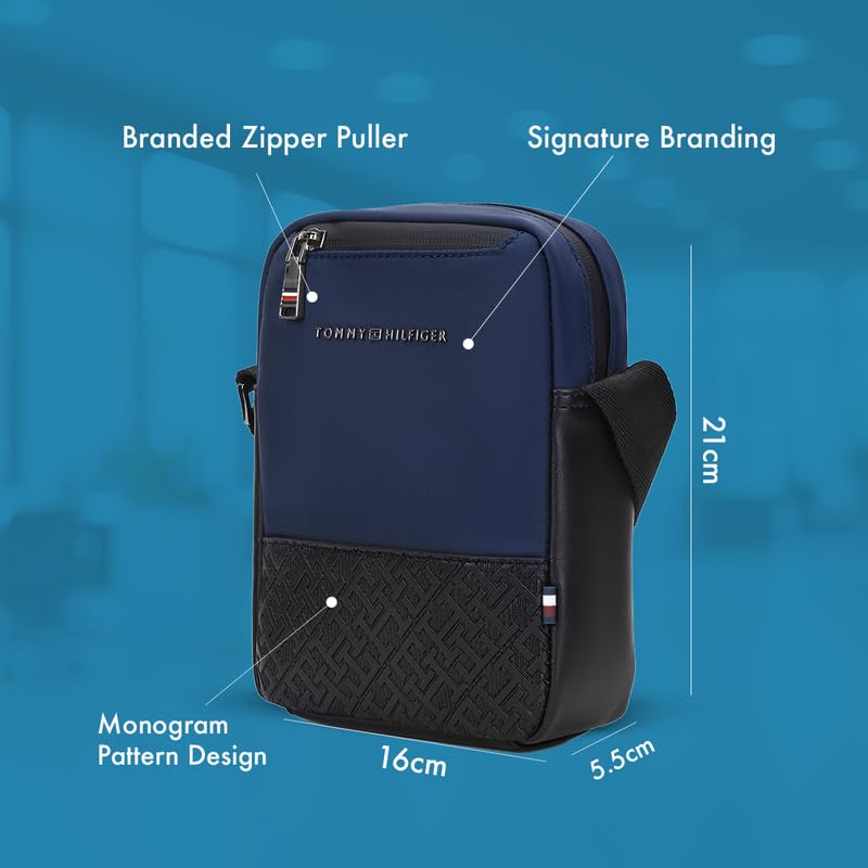 Image of Tommy Hilfiger Unisex Crossbody Bag NEXO | Structured Sling with Mobile Pouch | Compact Travel & Daily Shoulder Bag | Stylish and Trendy crossbody Bag