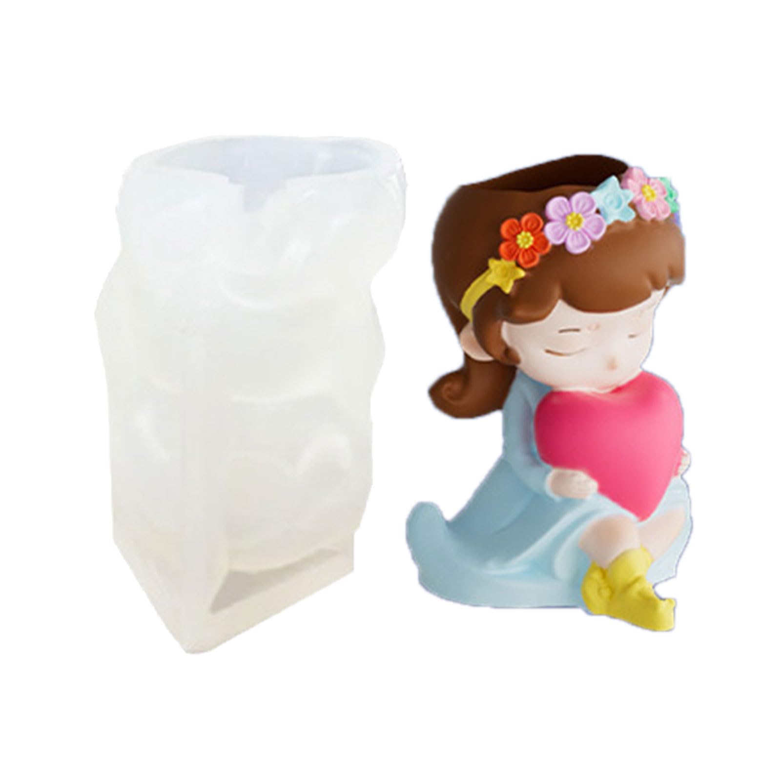 NVOQILIN Silicone Long Hair Girl Planter Designs for Art and Plasters Craft Home Decoration Project Silicone