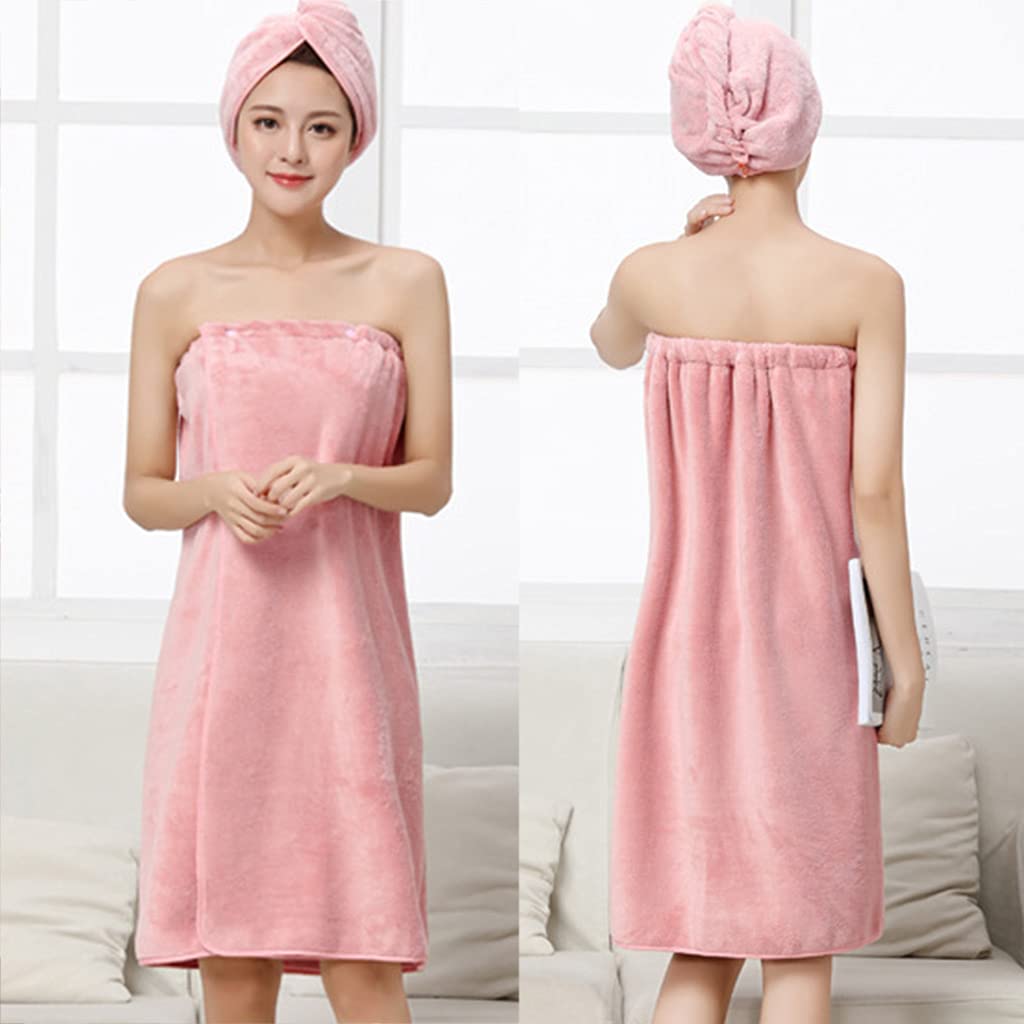 Asciugamano da bagno da donna in velluto corallo con chiusura a bottone regolabile in microfibra accappatoio copertura del corpo vestito tinta unita coperta da doccia assorbente