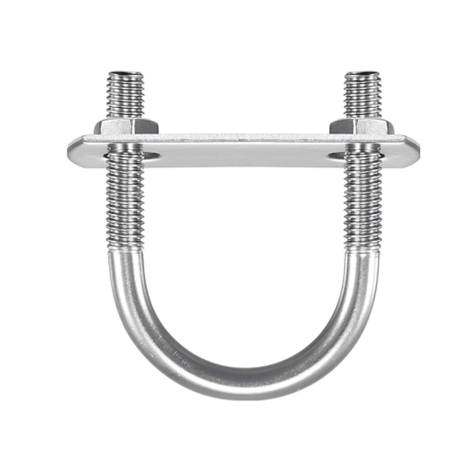 TOP-VIGOR 2 sets M6 Round U-Bolts, 27mm Inner Width 47mm Length 304 Stainless Steel U-Bolts with Nut, Plate