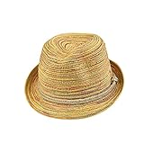Tinksky Kinder Panama-Strohhut-Kappe Fedora-Hut Bunte gestreifte Faltbare Sun-Kappe Bohemia Strand-Sommer