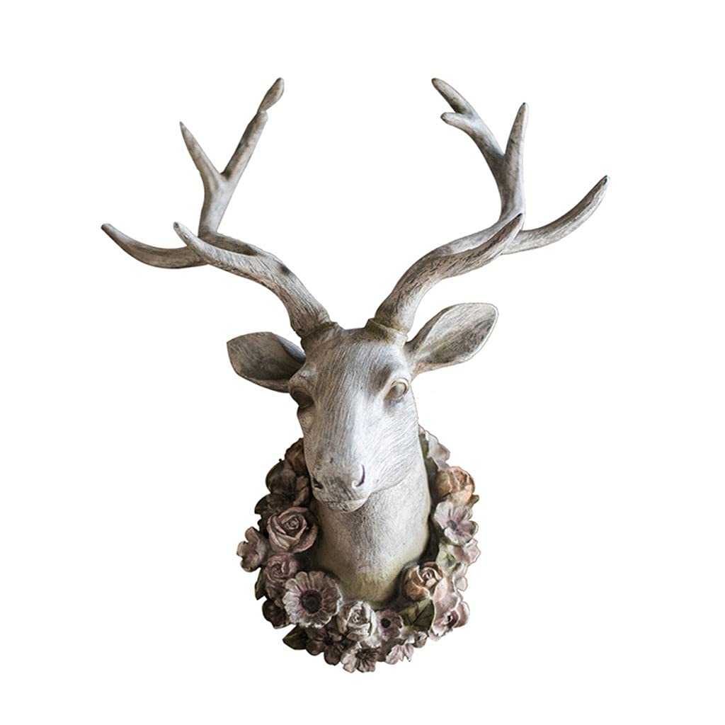 Decorazione da Parete Scultura da Parete Cervo, Ghirlanda di Teste Appeso a Parete Testa di Animale Decorazione da Parete in Resina Scultura Artistica di Animali Artigianato