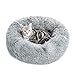 Vanansa Cuccia per Cani Cuccia per Gatti Rotonda in Peluche autoriscaldante per Cani e Gatti - Migliora Il Sonno e Mantiene Caldo per Cani di Piccola, Media e Grande Taglia, Grigio 40 cm