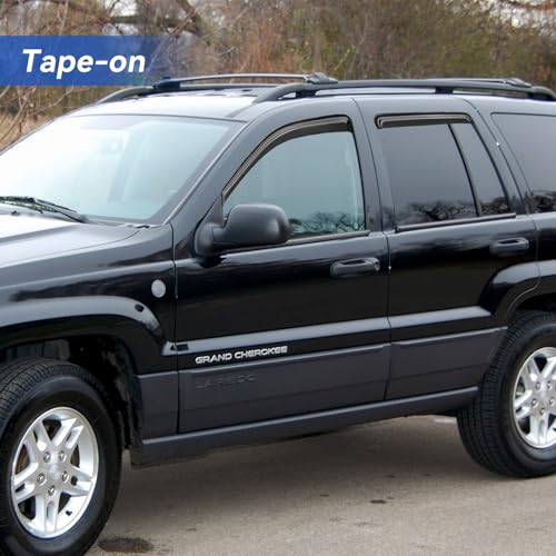Image of Window Visors Rain Guards Shield for 1999-2004 Jeep Grand Cherokee, Out-Channel Window Vent Wind Deflectors Visors Shades for 2004 Ford Ecosport (Brazil)
