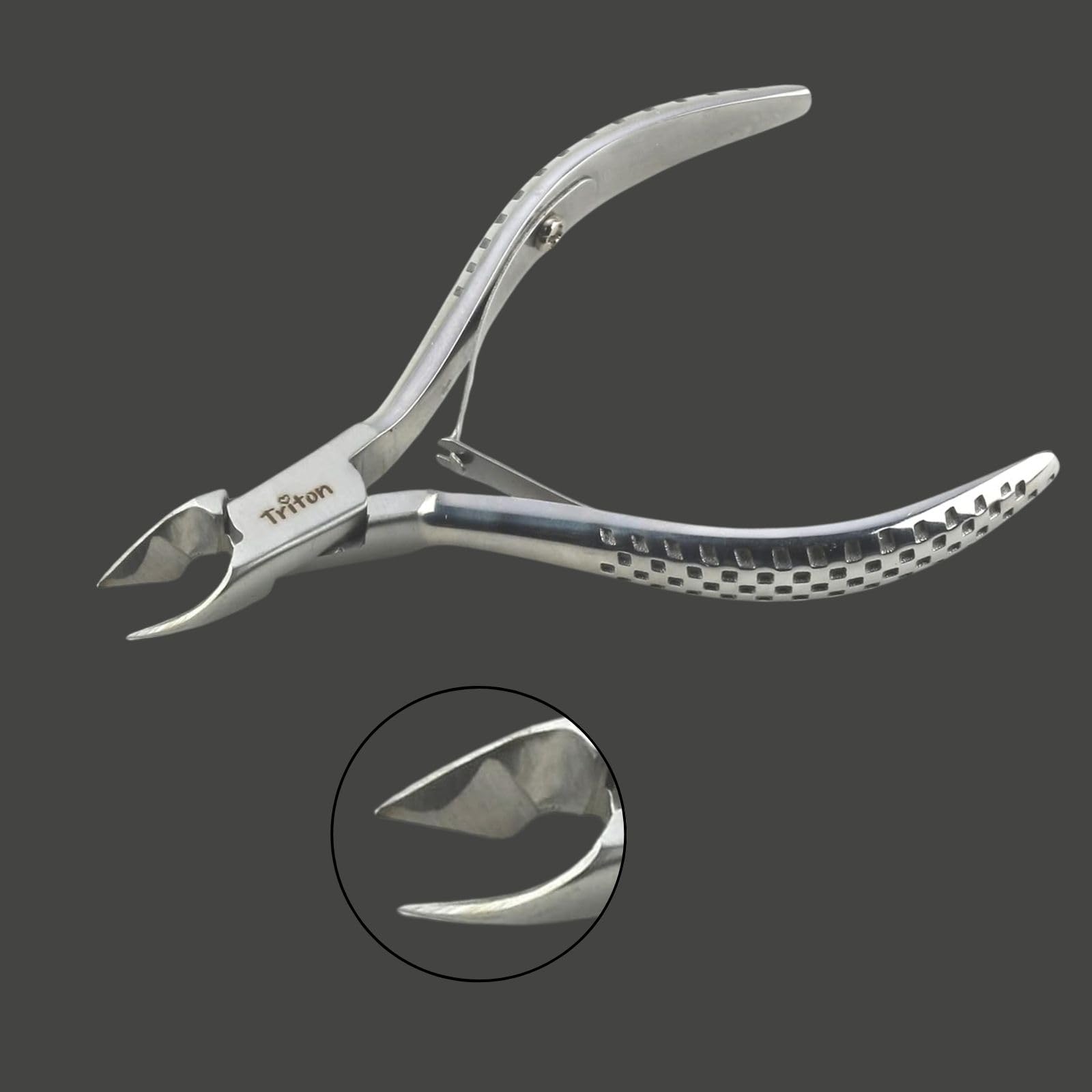 TRITON Professional Podiatrist Toe Nail Nippers Clipper, Stainless Steel Cuticle Cutter for Thick and Ingrown Nails, Manicure Pedicure Tool, Silver 3