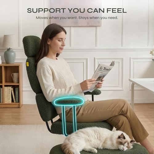Image of Pinmoco ADHD Cross Legged Office Chair, 3-Zone Back Support, Wide Seat | Ultra-soft plush seat with armrests. Extra-wide for cross-legged & ADHD sitting. 3-zone support: neck, mid-back & lumbar.