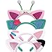 Creatoy Cat Ears Headbands, 4pcs Dollhouse Birthday Party Accessories, Flannel Cartoon Cosplay Headpiece, Glitter Hair Clips for Girls Christmas Supplies