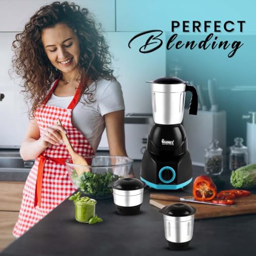 Image of Warmex Mixer Grinder 500 Watt | Multipurpose 3 Stainless Steel Jars | 300ml + 800ml + 1200ml | 3 speed settings heavy duty motor for perfect grinding & blending | 2 Year Warranty by Warmex