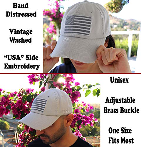 Image of Antourage American Flag Unisex Baseball Hat for Men and Women | USA Flag Mesh Snapback Flat Visor Cap + 2 Patriotic Patches