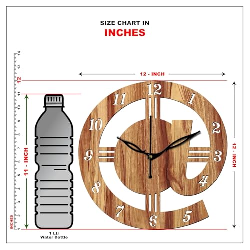 Image of SKYVILLA 12 Inch Wooden MDF Analog Wall Clock with English Numerals with Unique Design | Silent Quartz Movement | Lightweight Without Glass Design for Home