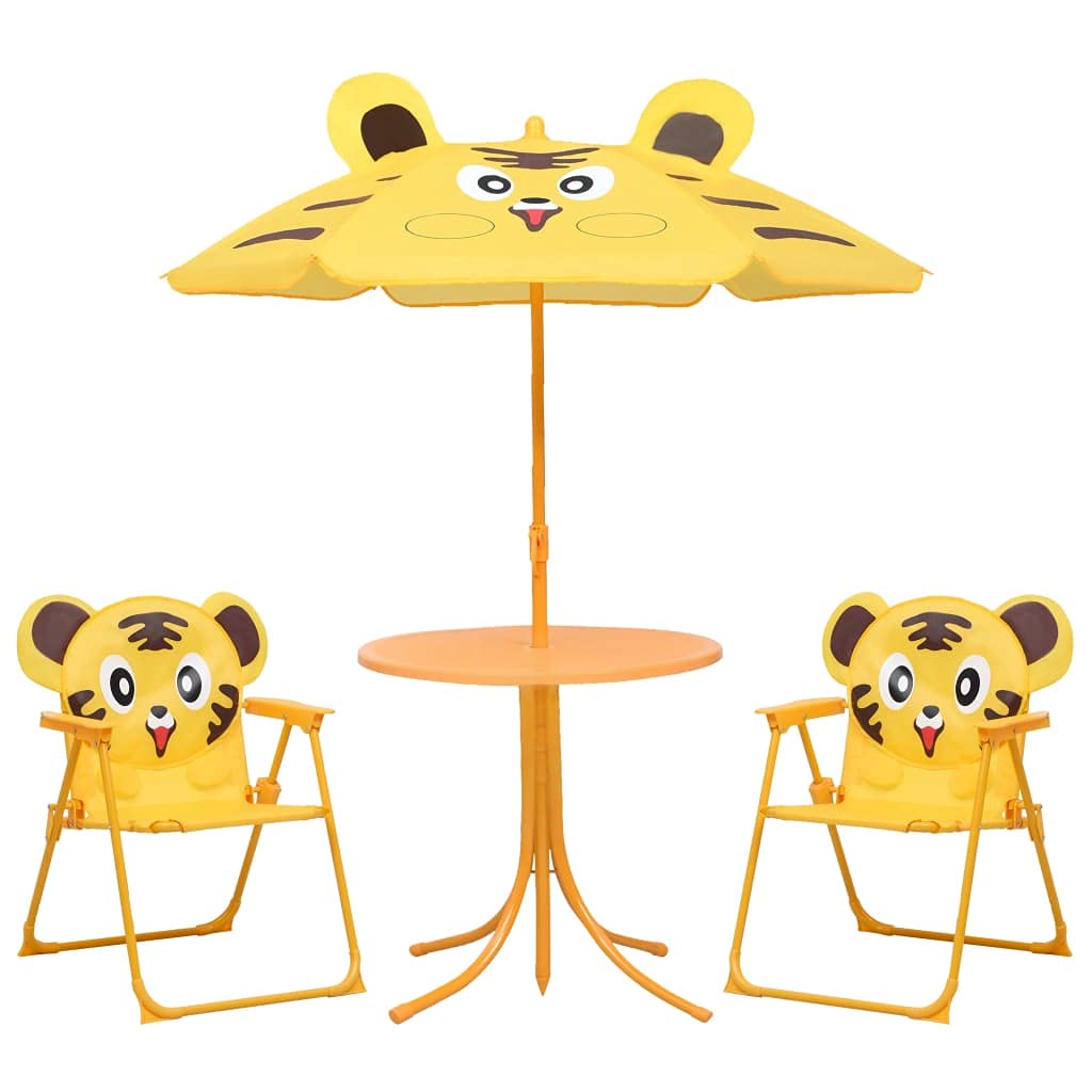 Salon de jardin pour enfants, avec parasol, une variété de motifs de dessins animés, coins arrondis, 38 x 28 x 50 cm (l x p x h), chaise pliante, table, chaises de jardin pour enfants