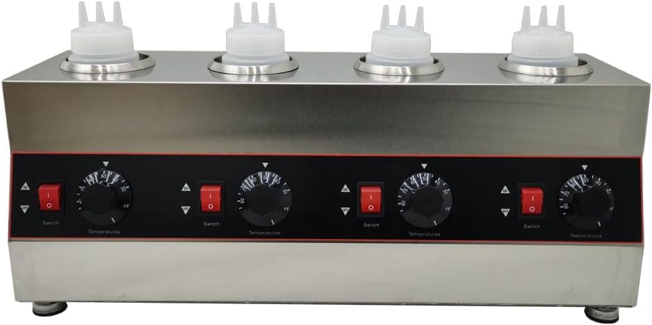 110V Cheese Sauce Warmer Jam Heat Preservation Machine 4Pot Cheese Chocolate Sauce Heater Electric Sauce Warmer