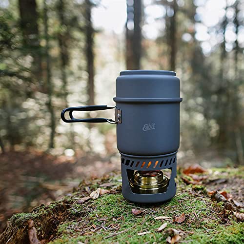 Esbit Cs985Ha 5-Piece Lightweight Trekking Cook Set With Brass Alcohol Burner Stove And 2 Anodized Aluminum Pots, Grey, 985Ml #TOP6