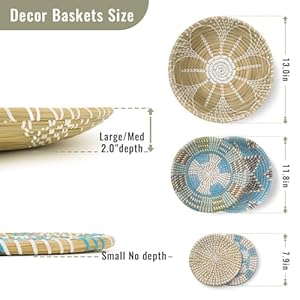COYACOOL Hanging Woven Wall Basket Decor - Wicker Wall Baskets Decor Boho Flat set of 5 – Boho Wall Decor Art - African Baskets For Wall - Seagrass Basket Round Boho Wall Decor 7.8” to 13.4” COYACOOL Hanging Woven Wall Basket Decor Wicker Wall Baskets Decor Boho Flat set of 5–Boho Wall Decor Art African Baskets For Wall Seagrass Basket Round Boho Wall Decor 78 to 134