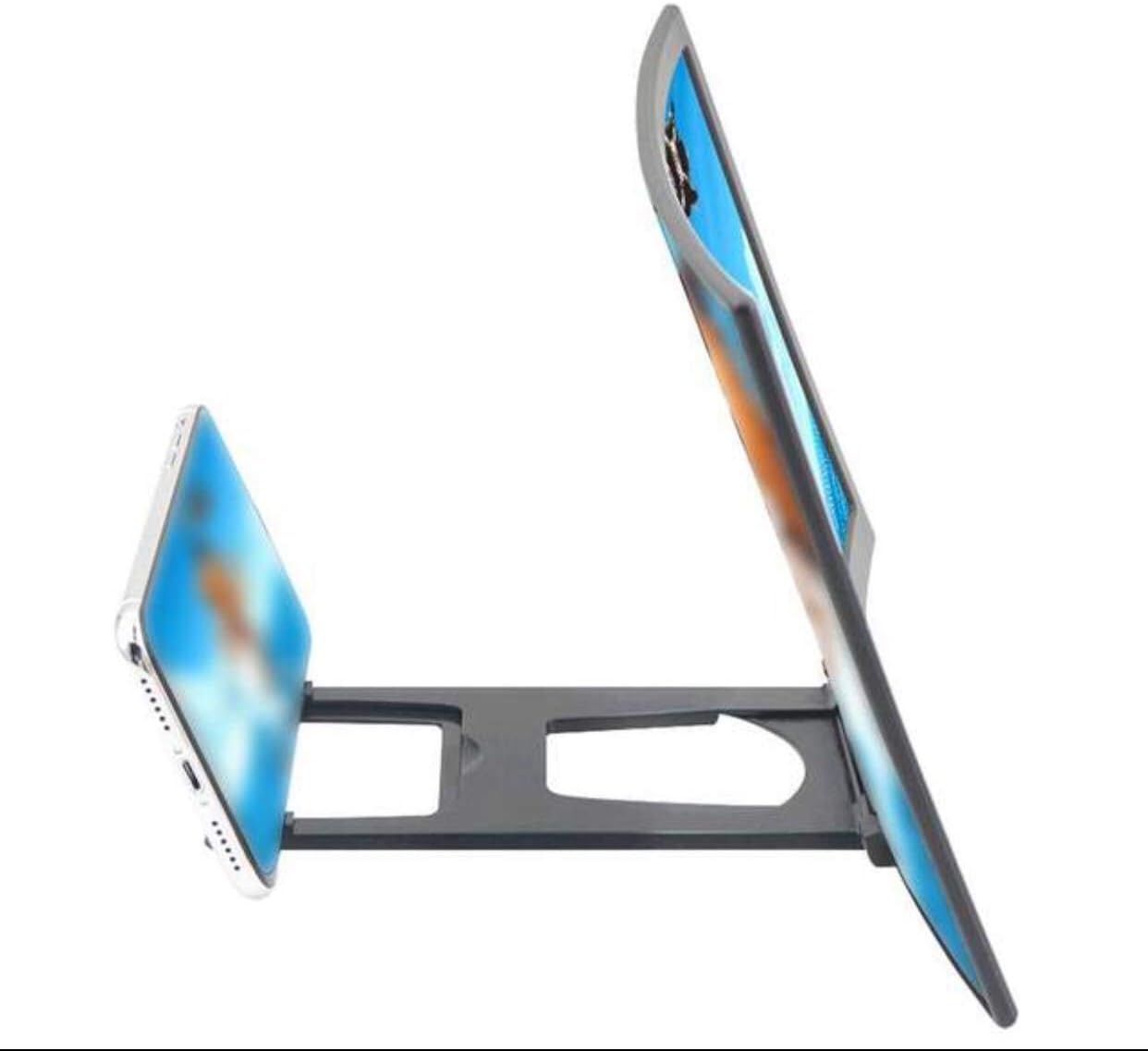 12'' Curved Screen Magnifier Cell Phone 3D HD Anti-Blue Light Amplifier Projector Screen Enlarger for Movies, Videos, and Gaming, Foldable Phone Stand Compatible with iPhone and Android All Cellphones