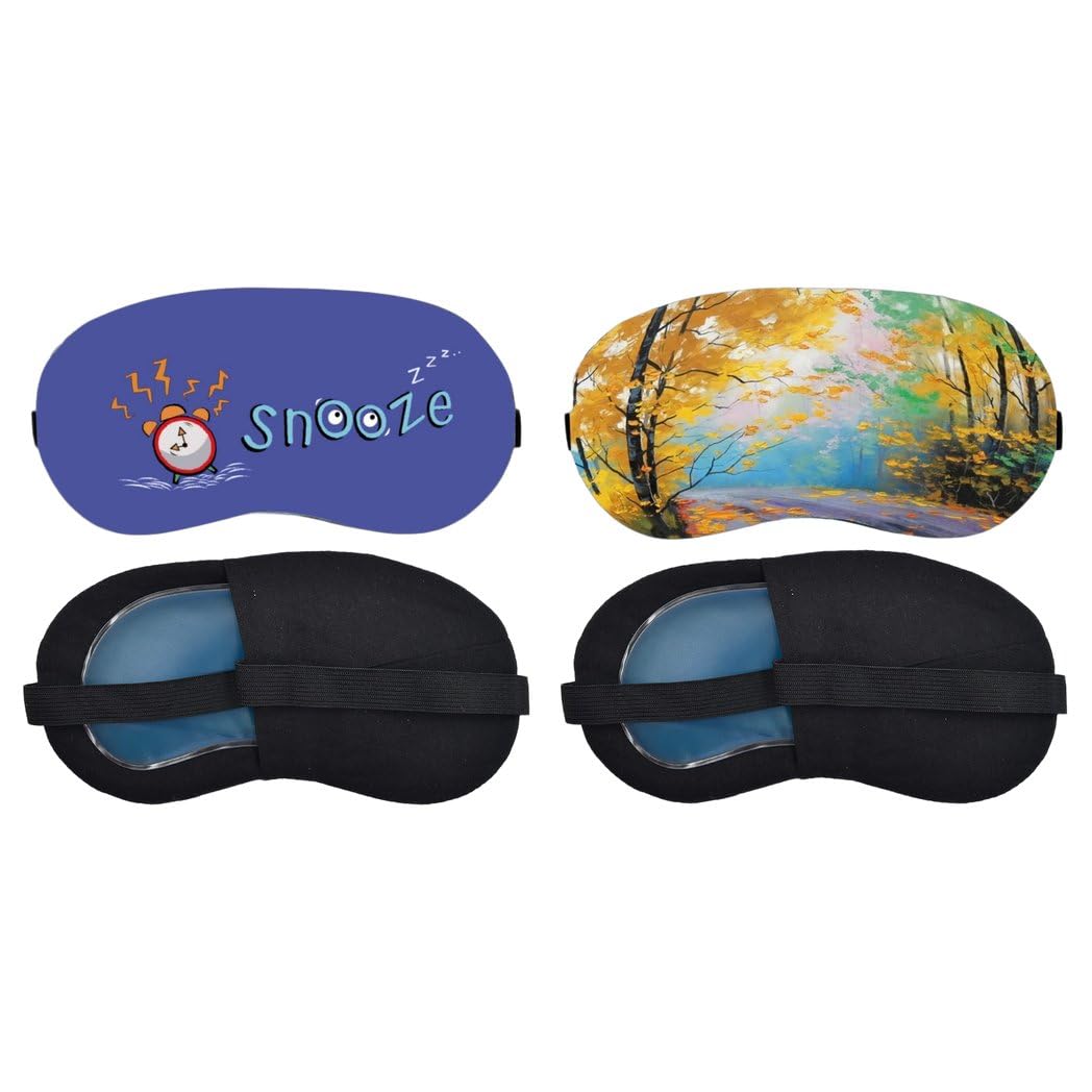 Aoxeria Snooze Alarm, Autumn Forest Path Sleeping Eye Mask Combo, Soft Comfortable Light-Blocking Eye Cover for Women, Men & Kids, Reusable Blindfold for Night Sleep, Nap, Travel, Flight (Pack of 2)-image-47