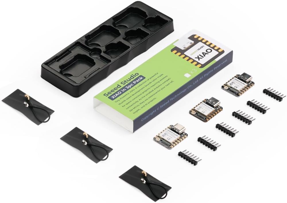 XIAO ESP32S3 3PCS Pack- 2.4GHz WiFi, BLE 5.0, 8MB PSRAM, 8MB Flash, Dual-core, Battery Charge Supported, Power Efficiency and Rich Interface, Ideal for Smart Homes, IoT, Wearable Devices, Robotics.