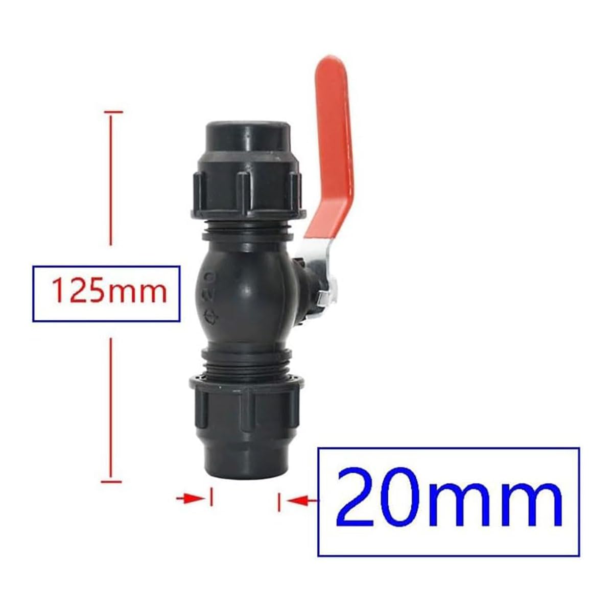 1 szt. Plastikowa fajka wodna Szybkozłącze Zawór kulowy - Wytrzymały metalowy rdzeń zaworu do szybkiego połączenia 2-kierunkowego(20MM)