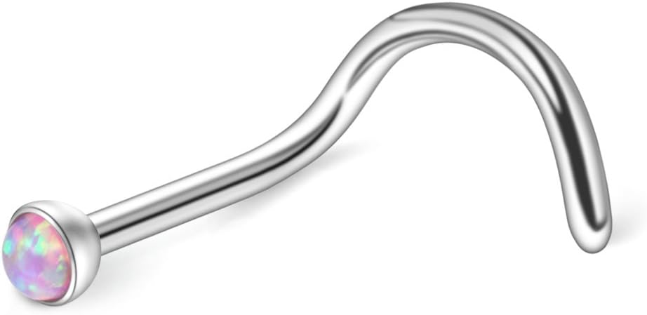 Ruifan 18G 1.5mm 2mm 2.5mm 3mm Jeweled Opal Nose Screw Studs Rings Pin Piercing Jewelry 4PCS - Image 3