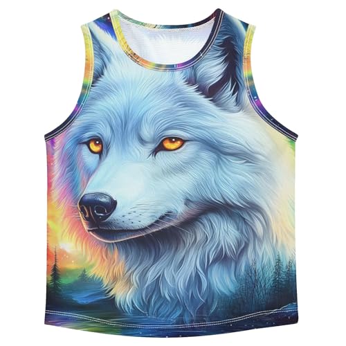 Boys' Tank Top Shirt Majestic White Wolf Sleeveless T-Shirts