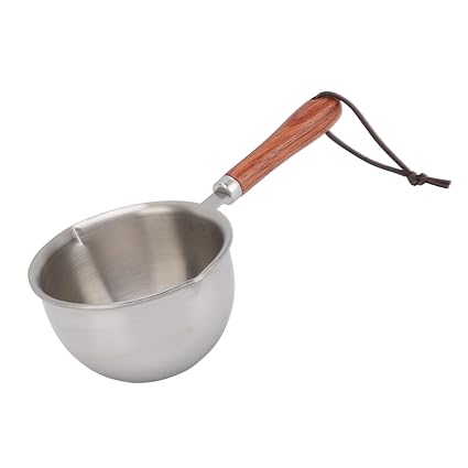 EXCLUZO Mini Butter Warmer Pan, Comfortable Handle Deepen Bottom Dumping Nozzles Stainless Steel Small Butter Warmer Pot for Cooking (L)