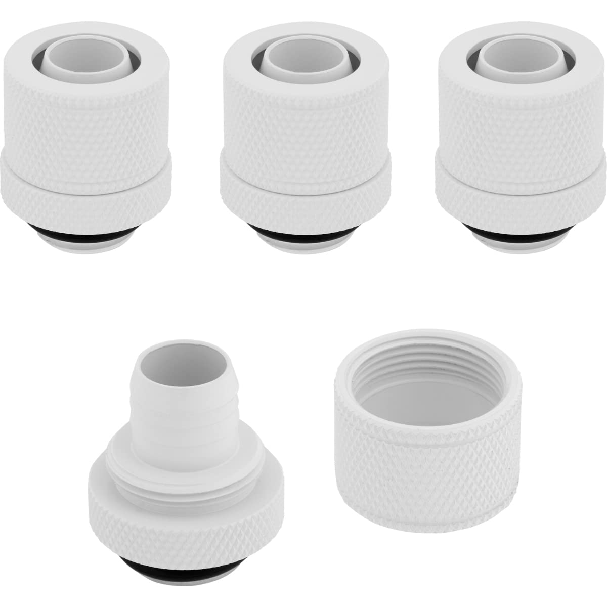 Corsair Hydro X Series XF a Compressione da 10/13 mm (3/8 Di Pollice o 1/2 di Pollice) Raccordi ID/OD, Confezione da Quattro (Filettature Delle Porte BSPP da G1/4 di Pollice) Bianco