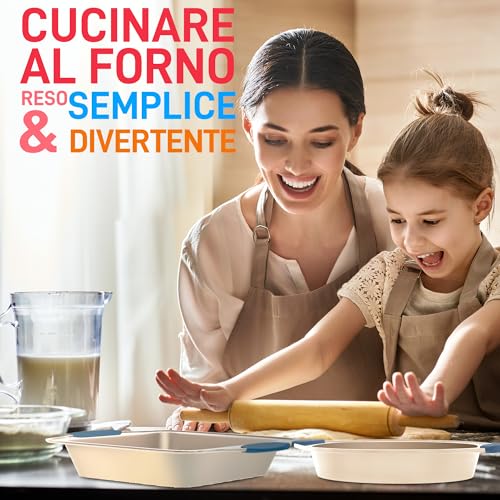NutriChef Set 8 Pezzi Teglie Forno Antiaderenti in Acciaio al Carbonio con Manici Blu, Include Teglie da Forno per Pizza, Pane, Dolci, Torta, Biscotti, Stampo Muffin e Stampo Plumcake - immagine 6