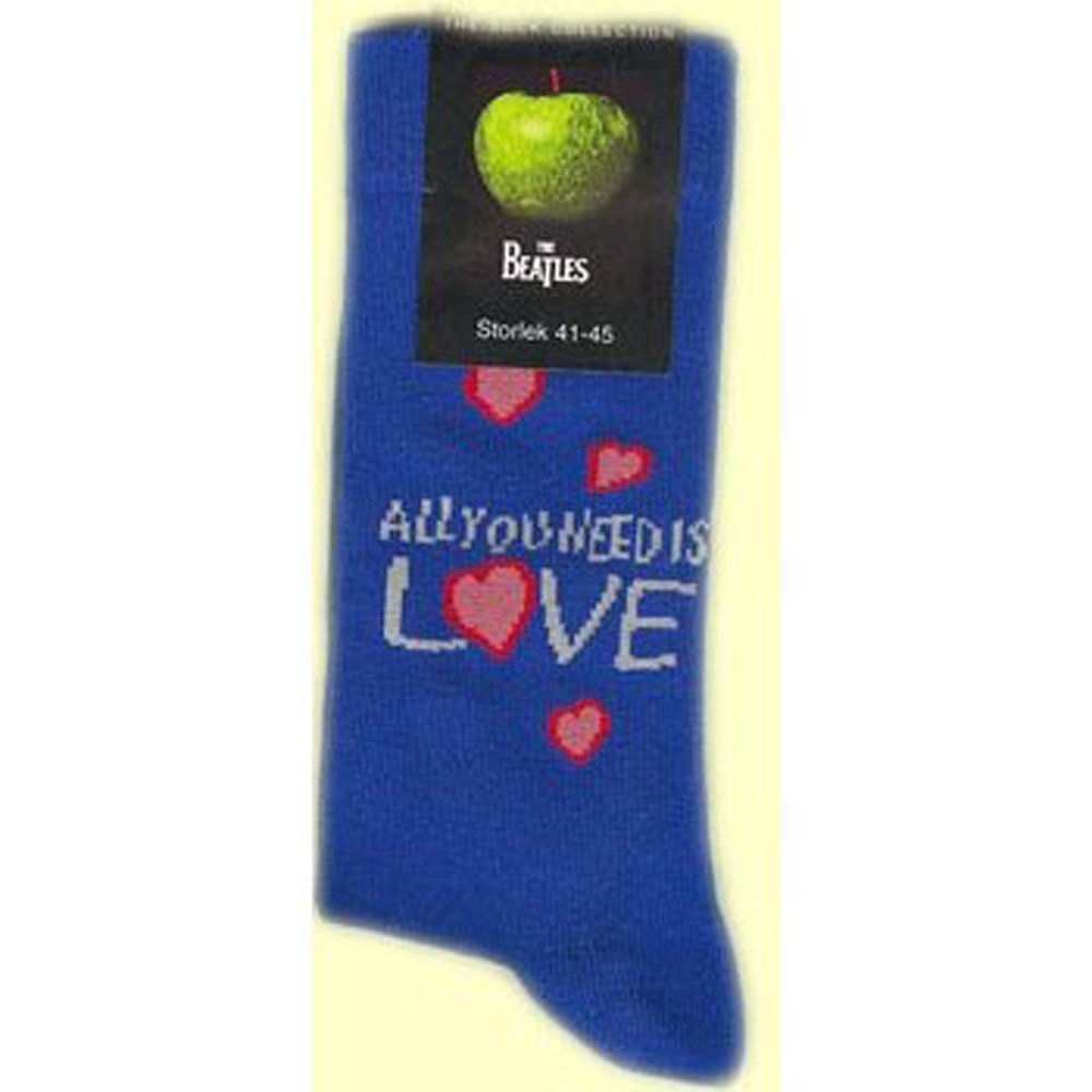 Rock Off The Beatles All You Need Is Love filles chaussettes bleues dames officiel d’Apple - Les Beatles, Paul McCartney, John Lennon, RIngo Starr, George Harrison Rock Off The Beatles All You Need Is Love filles chaussettes bleues dames officiel d'Apple