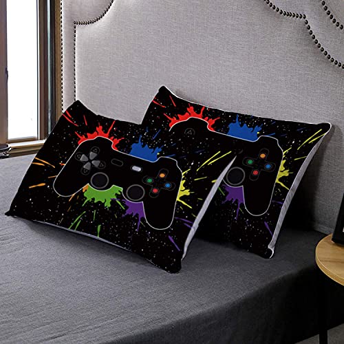 Ailonen Gamer Bedding Sets For Boys, Gaming Duvet Cover Set Queen Size,Boys Video Games Comforter Cover, Bed Set For Teen Boys Bedroom,Gamepad Controller,3 Piece With 2 Pillow Shams #TOP3