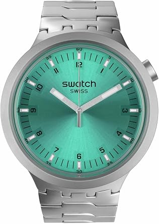 Swatch Big Bold Irony Unisex Watch Casual Polymer Blue Automatic Waterproof Big Bold Irony Aqua Shimmer