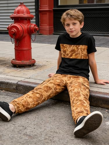 Image of 5-12 Years Boys Clothing Set Camo Hoodie & Cargo Pants Outfits Set 2025 Fashion Clothing