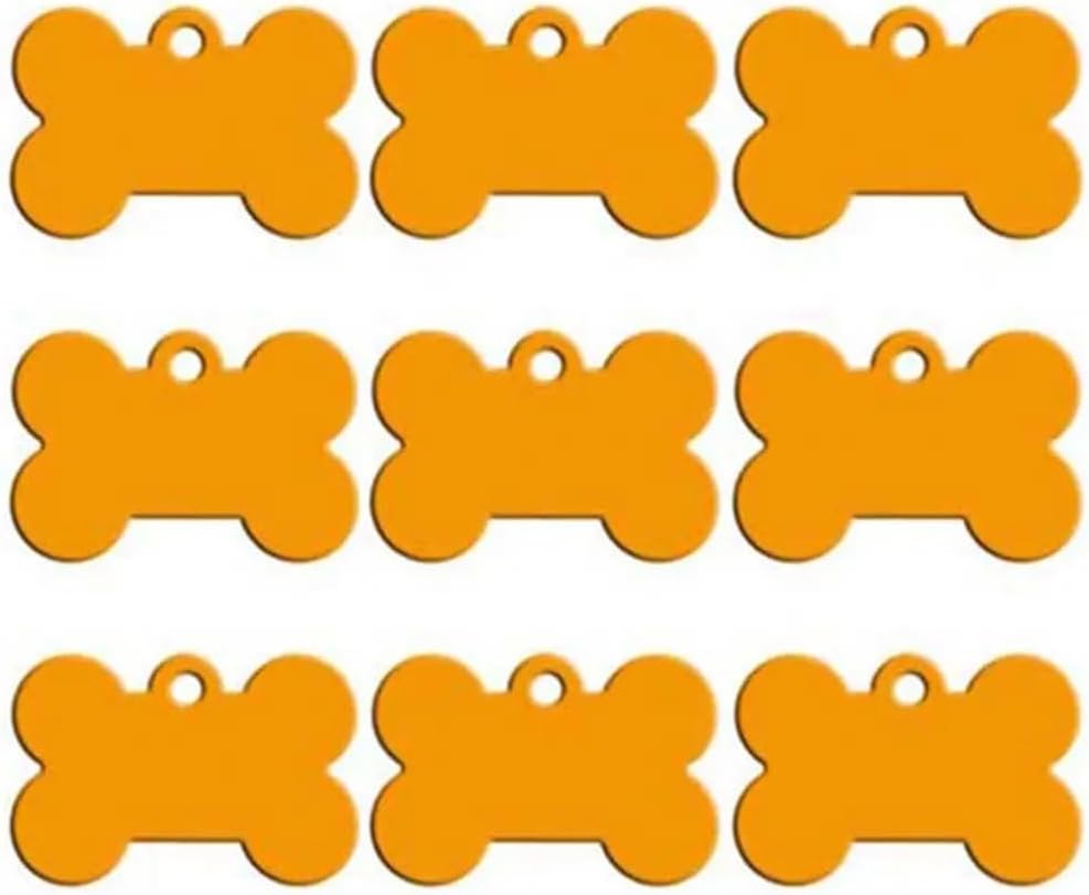 Wholesale 100Pcs Custom Blank Aluminum Cat Dog Tag Pendant Personalized Pet ID Tag Anti Lost Pet Name Phone Number Nameplate,Yellow,51X36X1mm