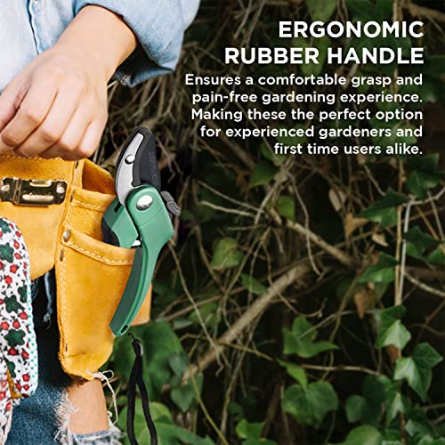 Nevlers 8" Anvil Pruning Shears For Gardening | Garden Clippers With Stainless Steel Blades & 8Mm Cutting Capacity | Heavy Duty Gardening Tools | Hand Pruners For Gardening | Green Garden Pruners #TOP3