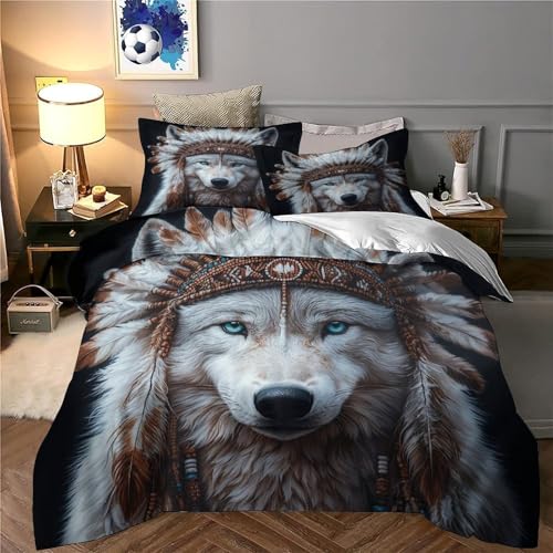 Housse de couette loup en microfibre résistante imprimée 3D