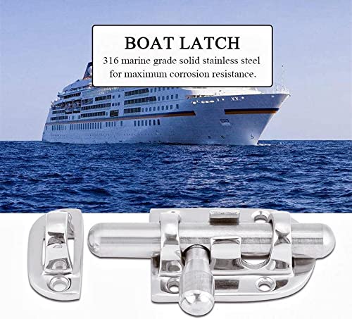 Image of 60 /90 /110mm Marine Boat Door Window Lock Latch ,Stainless Steel 316 Slide Barrel Bolt Clasp Sliding Hasp Locks Push Pull Toggle Buckle W /Friction pad (2PCS, 110mm)