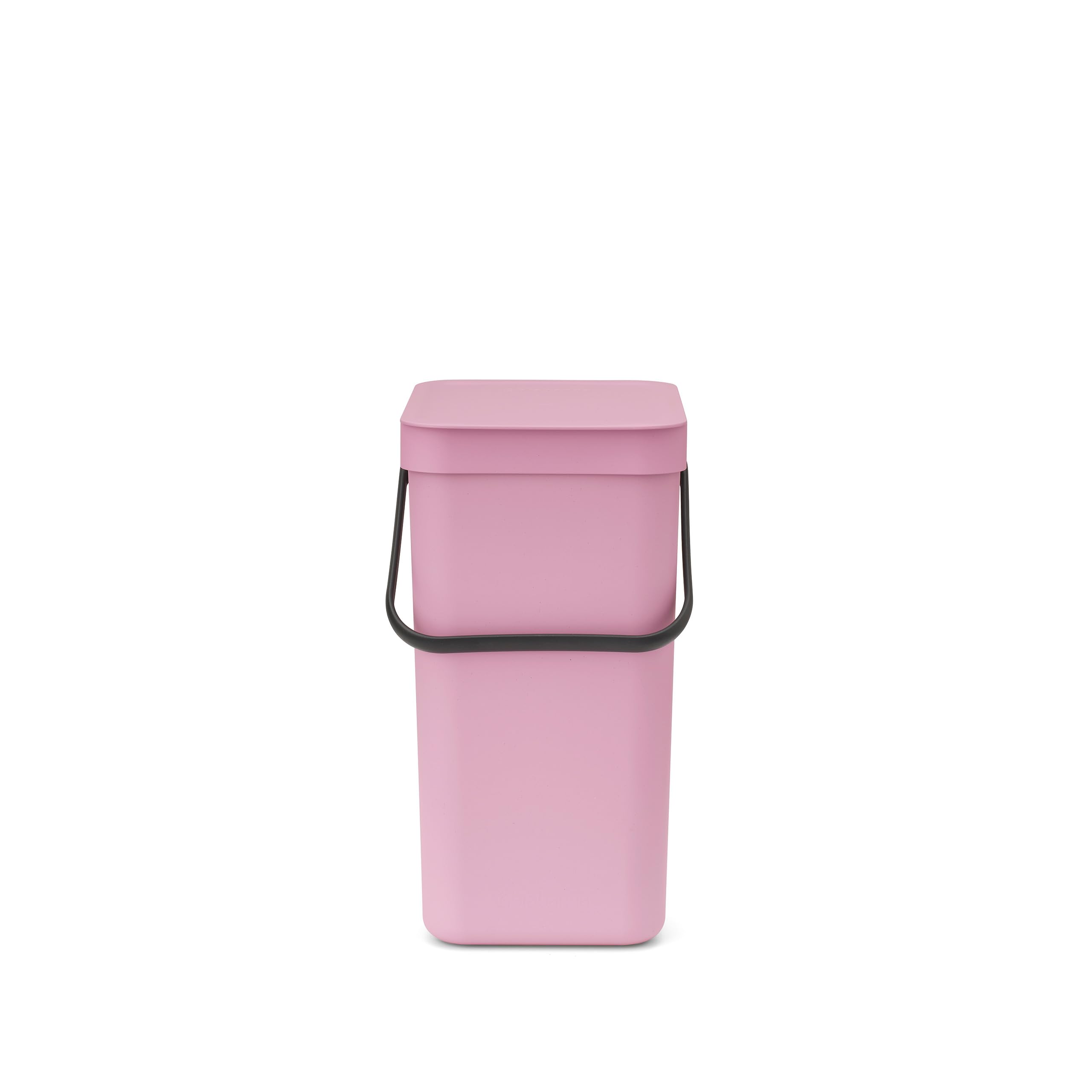 Brabantia Lilac Pink Sort & Go Waste Bin 12L (Lilac Pink), Space-Efficient Plastic Recycle Container With Handle, Removable And Stay-Open Lid, Easy To Clean Kitchen Bin Without Nooks And Rims