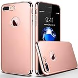 iPhone 7 Plus Case, COOLQO Ultra-thin 3in1 Plastic Electroplated Hard Frame + Tempered Glass Screen Protector Slim fit Shockproof PC Matte Cover Skin & Case for Apple iPhone 7 Plus 5.5 _Rose Gold