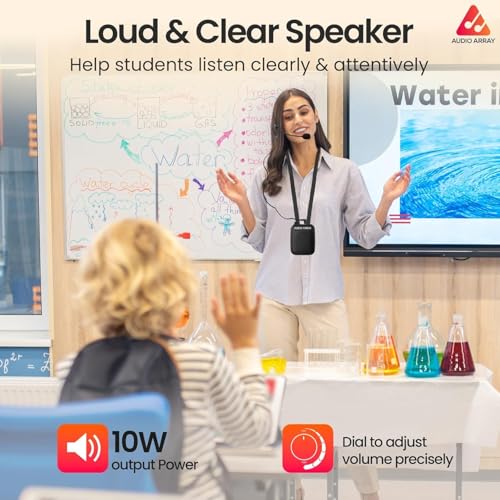 Image of Audio Array Wired Voice Amplifier for Teachers 2026 Edition | Bluetooth 5.3 | Mic for Teaching with 10W Speaker, Tour Guides | 10Hrs Battery Life |1 Click Monitoring | TWS Connectivity AM-W47 Wired