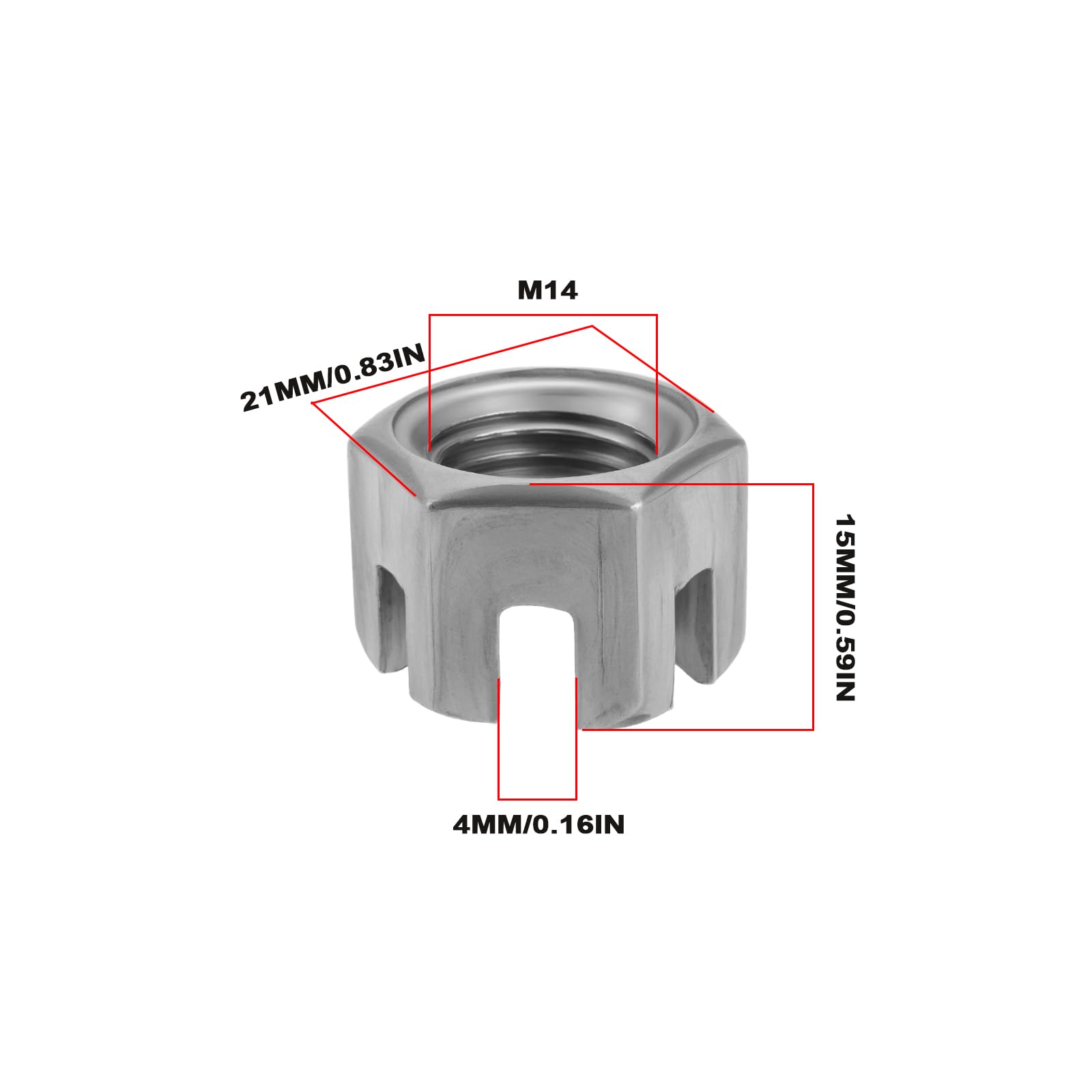 20 Dadi Esagonali Scanalati M14x1,5 In Acciaio Al Carbonio Grado 4,8 - Per Officina, Meccanica E Fai Da Te