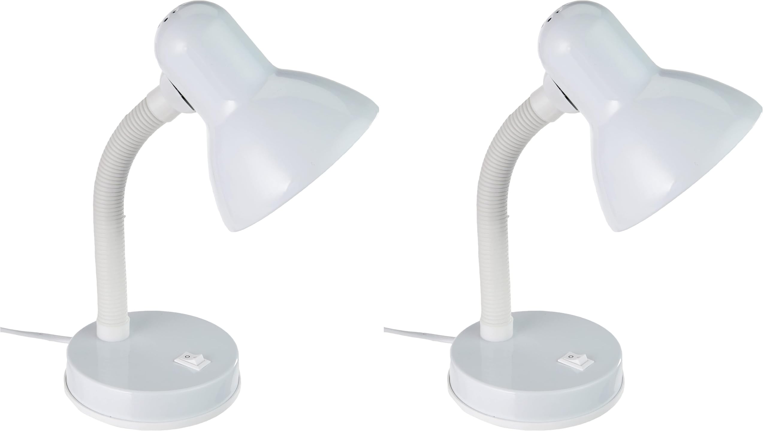 EGLO Tischlampe Basic, 1 flammige Tischleuchte, Schreibtischlampe aus Stahl und Kunststoff, Farbe: Weiß, Fassung: E27 (Packung mit 2)