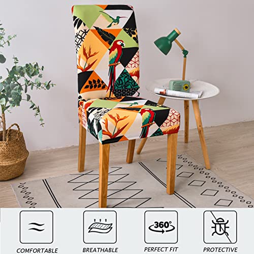 HZDHCLH Chair Covers Slipcovers 4/6 PCs Stretch Removable Washable Short Dining Chair Protector Cover Seat for Hotel,Dining Room,Ceremony (Auspicious bird,6 PCS) - Image 3