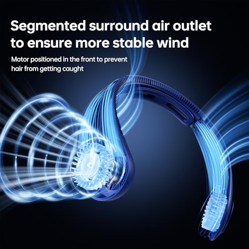 Image of JISULIFE Portable Neck Fan Upgraded: Neckbrace Hands-Free, 5-Speed 6000 mAh | 25H Max Runtime, Personal Wearable Bladeless Rechargeable Fan for Outdoor /Travel /Concerts, Gifts for Women Men - Dark Blue