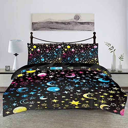 ZFRXIGN Rainbow Galaxy Bedding Set with Pillow Shams Twin Size Quilt Sets for Boys Girls Comforter Cloth Bedspread Coverlet Protector Hamster Decor 3 Piece