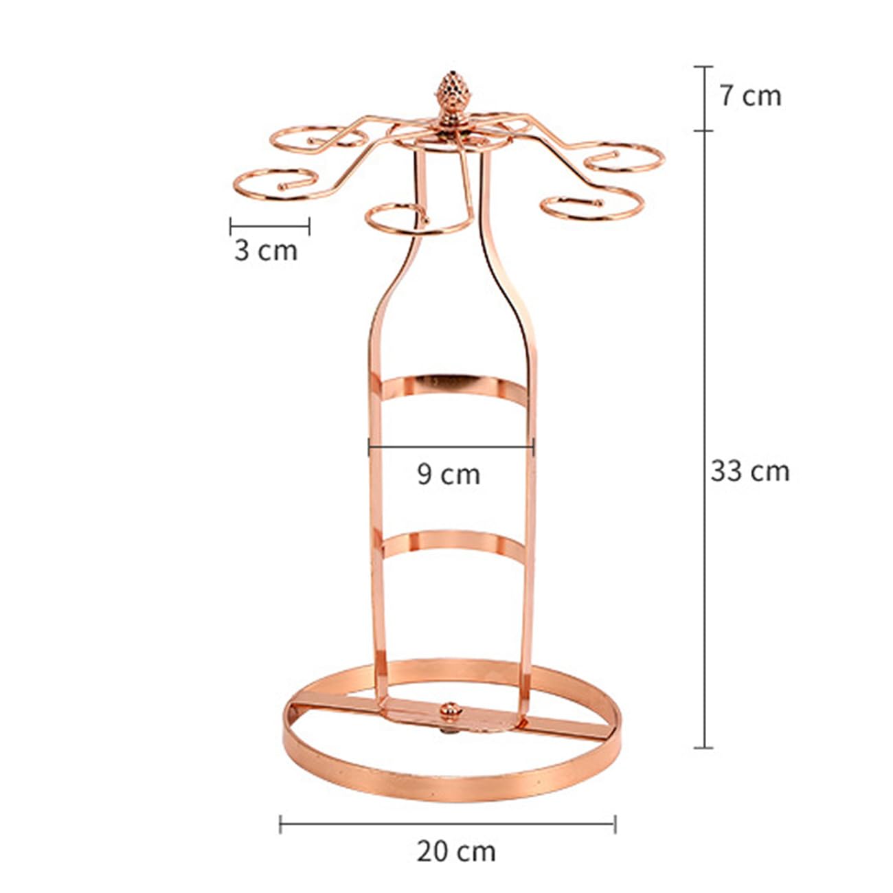 Artículos creativos para muebles de botella, soporte para botellas de vino de hierro forjado, soporte colgante de vidrio de copa de estilo europeo (oro rosa) 4
