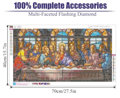 BOHADIY 5D DIY The Last Supper Diamond Painting Kits for Adults, Large Size Full Drill Diamond Arts Rhinestone Pasted, DIY Painting Diamond Dot Arts Crafts for Home Wall Decor Gift 27.5 X 15.7 Inch by BOHADIY - Image 4