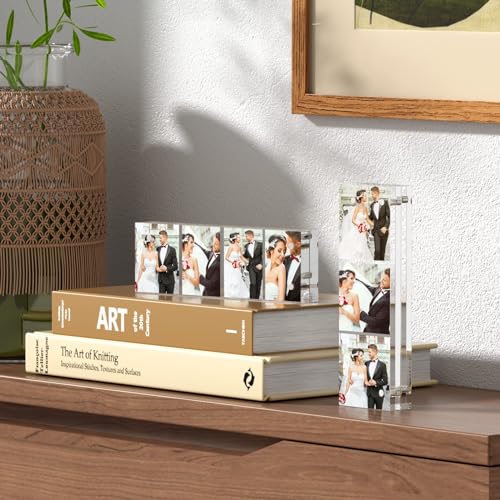 Niubee Acryl-Bilderrahmen, magnetisch, doppelseitiger Bilderrahmen, vertikal und horizontal, freistehend, quadratisch, acryl, farblos… – Ansicht 6