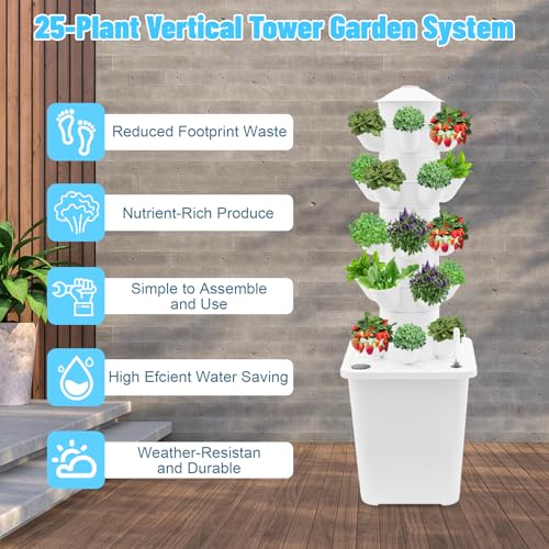 25-Plant Vertical Tower Garden System - Indoor Hydroponic Growing Kit - Image 2